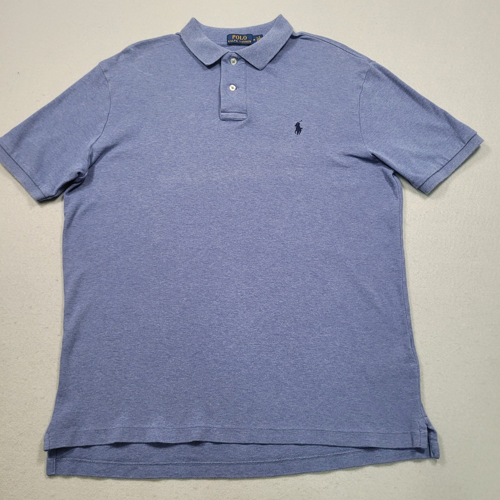 Polo Ralph Lauren Mens Medium Blue Heather Short Sleeve Pony Logo Polo Shirt